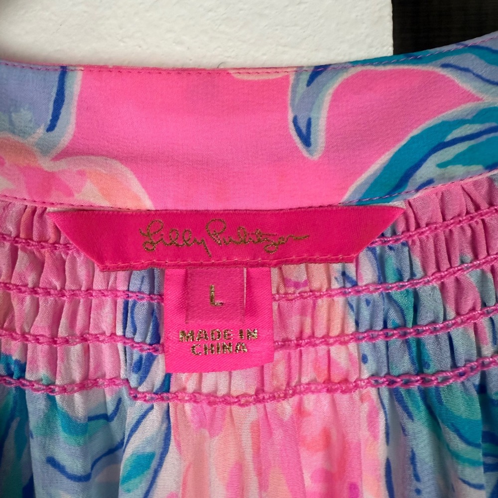 Lilly Pulitzer Elsa Silk Blouse Prosecco Pink Pinking Positive - Picture 13 of 14